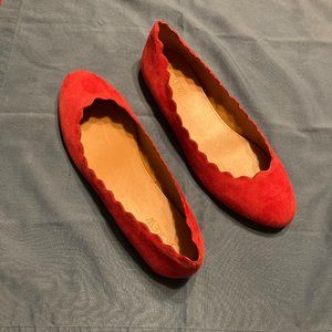 J. Crew Red Suede Ballet Flats (8.5)